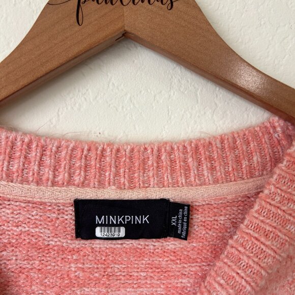 Minkpink Sweater Womens XXL Plus Coral Pink Oversized Relaxed Fit Chunky Top - Picture 7 of 7
